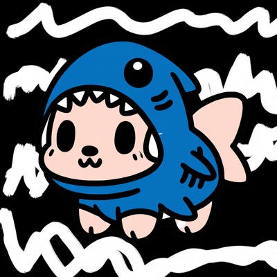 cute dog wearing a shark costume