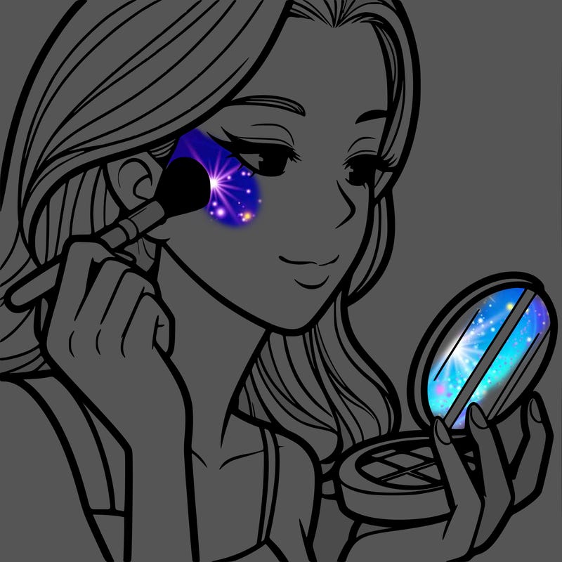 little girl putting on makeup