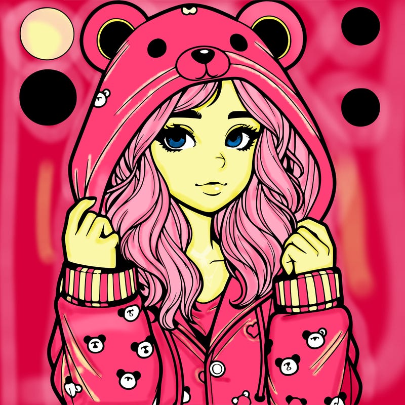 realistic girl in a animal pjs hoodie