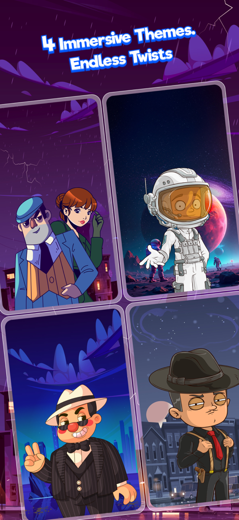 Uncover Lies: Imposter Game - 宇宙やノワール設定を含む、Uncover Liesソーシャル・ディダクションゲームの4つの没入型テーマ