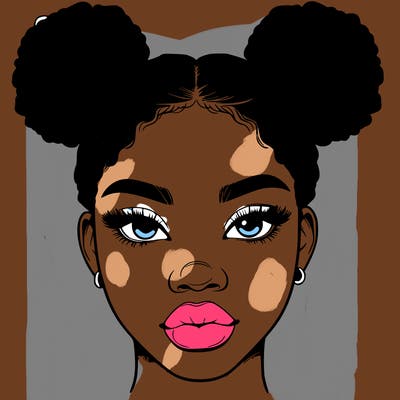 realistic black woman with two buns