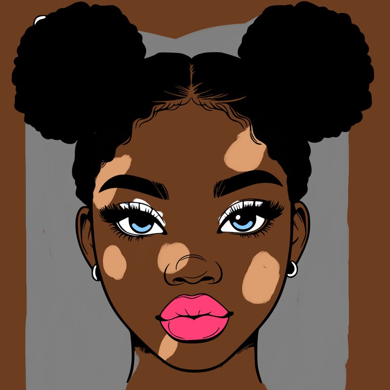 realistic black woman with two buns