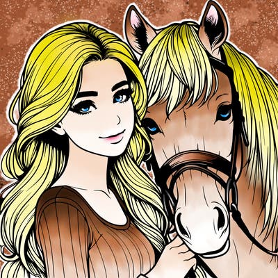 realistic girl with horse