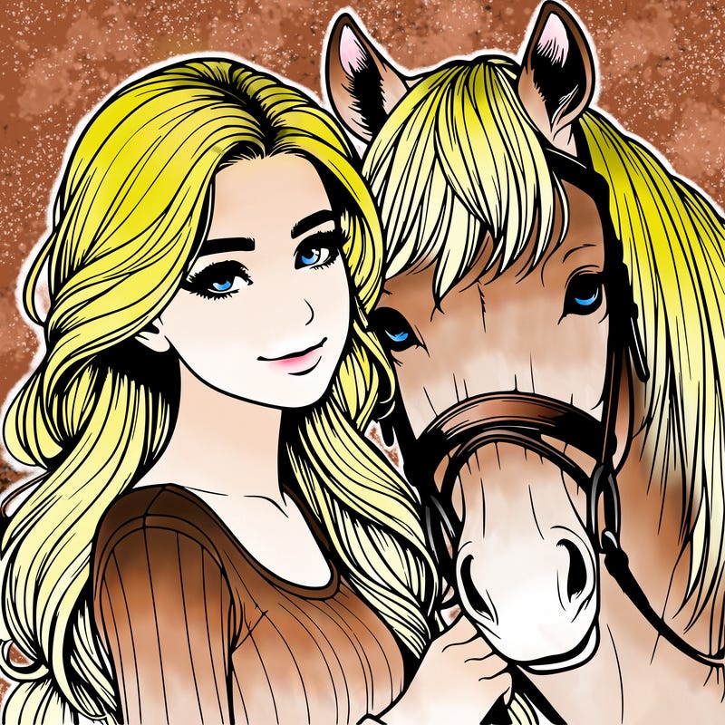 realistic girl with horse
