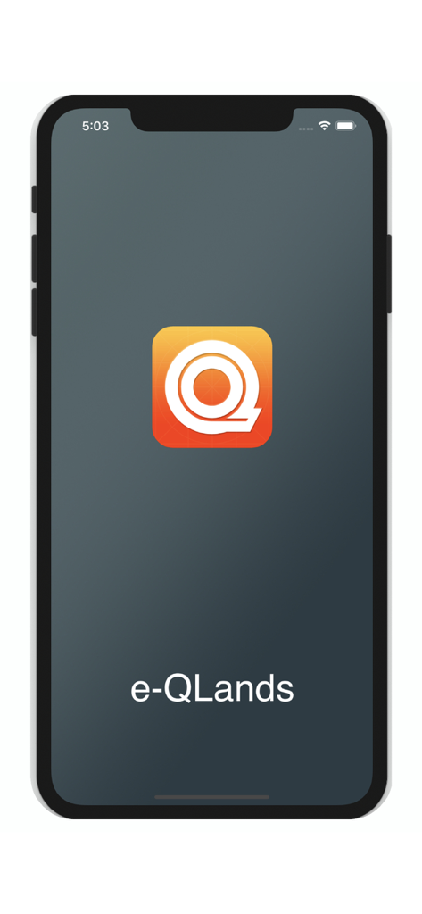 e-QLands - e-QLands official land service app splash screen on a mobile device