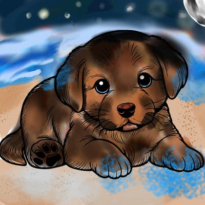 a cute realistic puppy