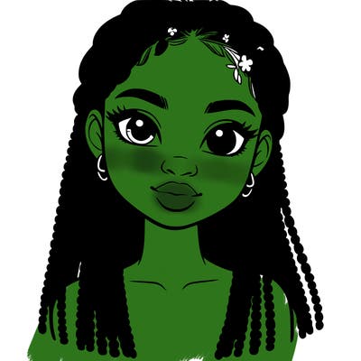 a realistic black girl with braids