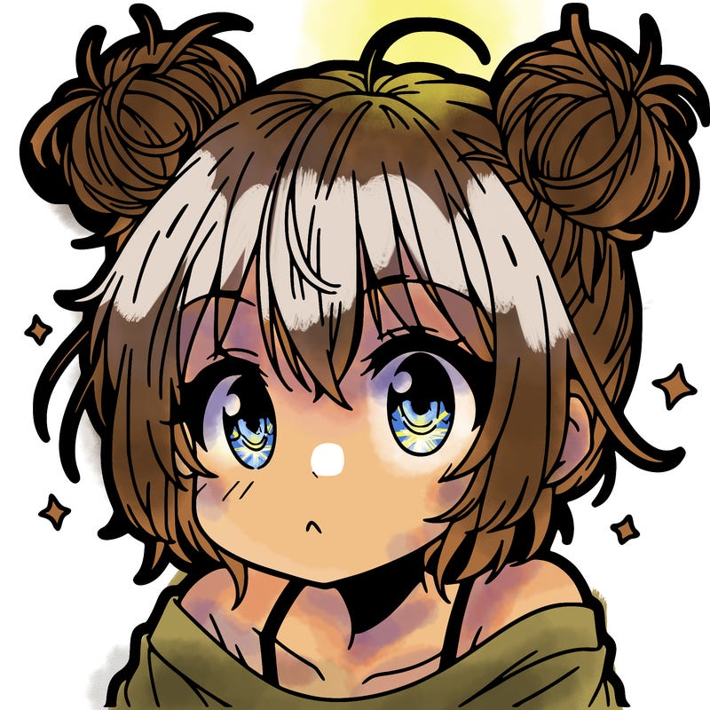 a manga girl with messy small buns