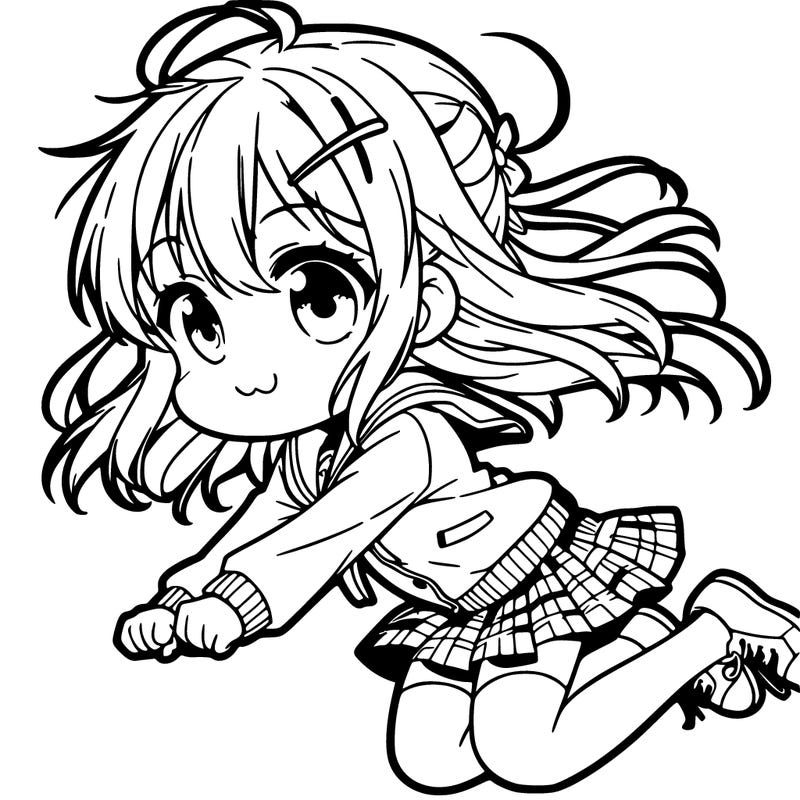 anime little girl jumping