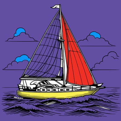 a sailboat sailing in the ocean, realistic style