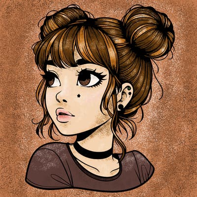 realistic girl with spacebuns