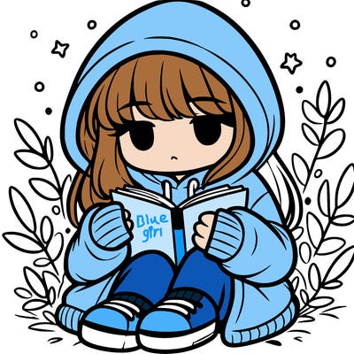 girl in oversized hoodie reading a book