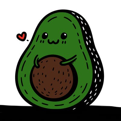 an avocado hugging an avocado