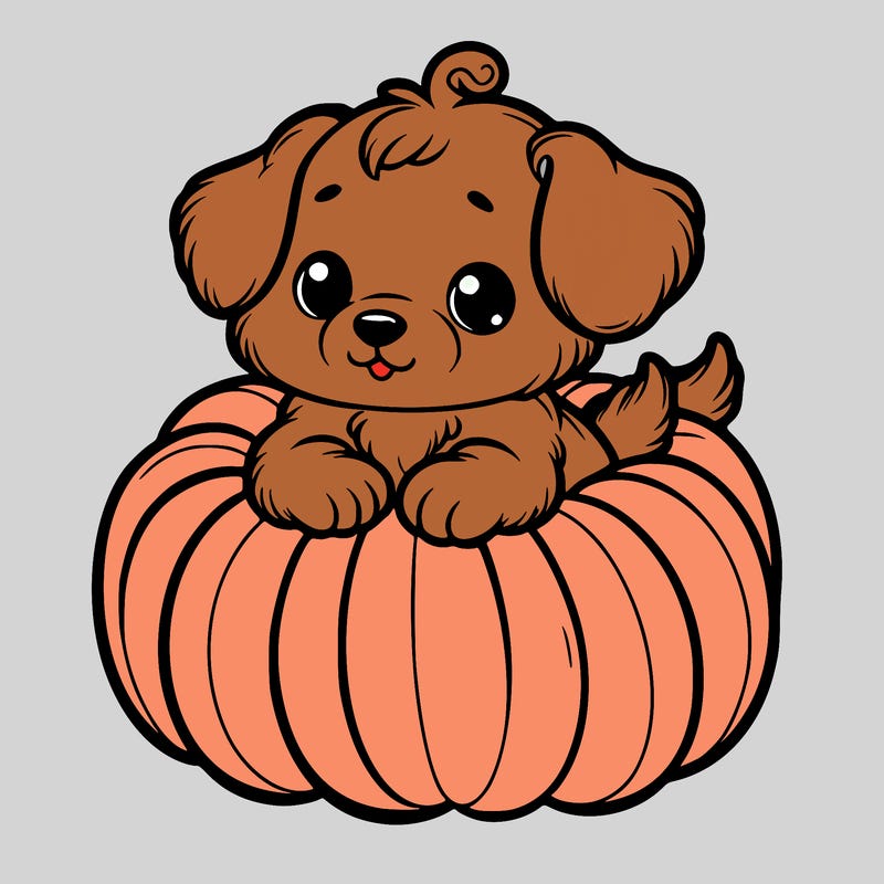 cute little puppy in a pumpkin