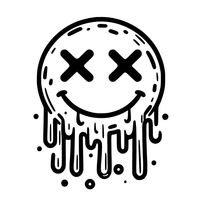 drippy smiley with x eyes