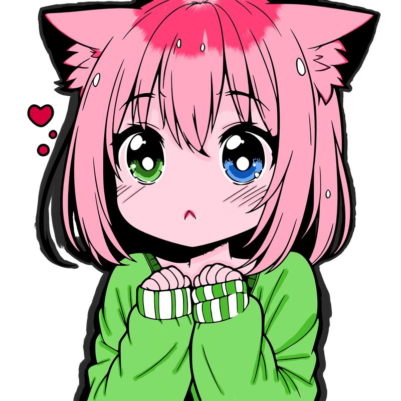 shy anime catgirl