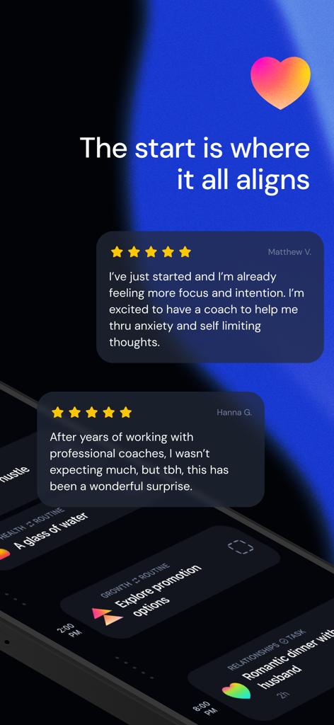 Aligned: AI Coaching & Therapy - Recensioni degli utenti a cinque stelle per l'app Aligned AI Coaching and Therapy