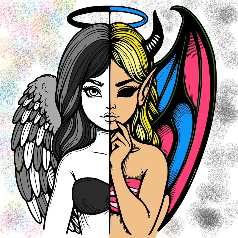 realistic angel half demon