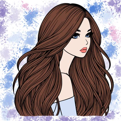 realistic girl with long realistic hair