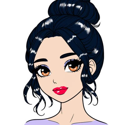 realistic pretty girl with hair in bun
