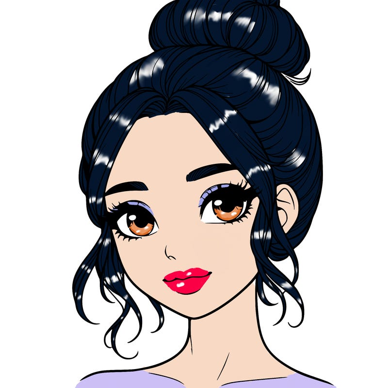 realistic pretty girl with hair in bun