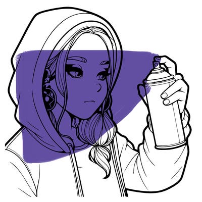 a realistic girl, spray painting