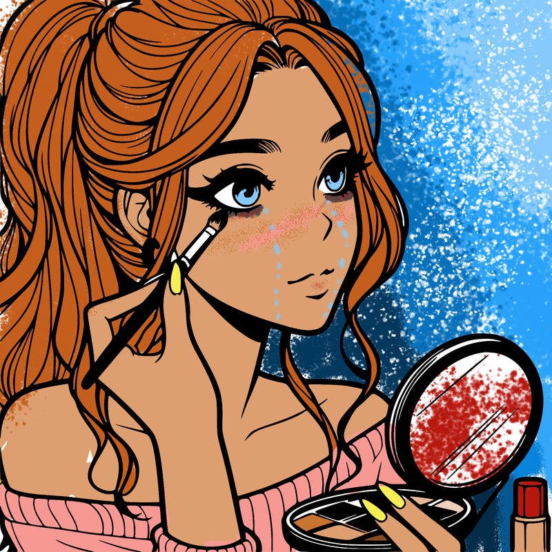 a realistic girl doing her makeup