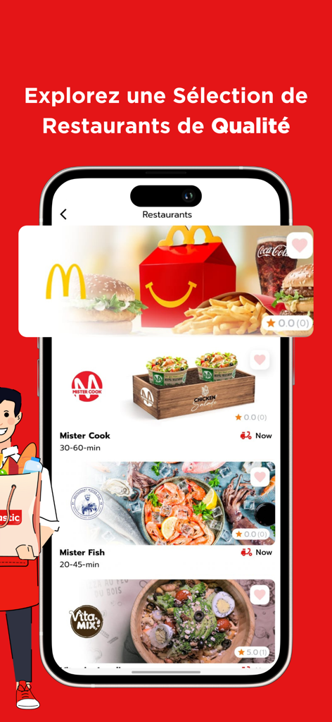 Fantastic: Orders Delivery - Pantalla de la aplicación Fantastic que muestra una lista curada de restaurantes de calidad para entrega local