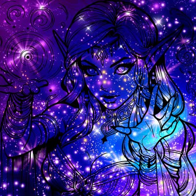 realistic scary beautiful elf sorceress casting spell