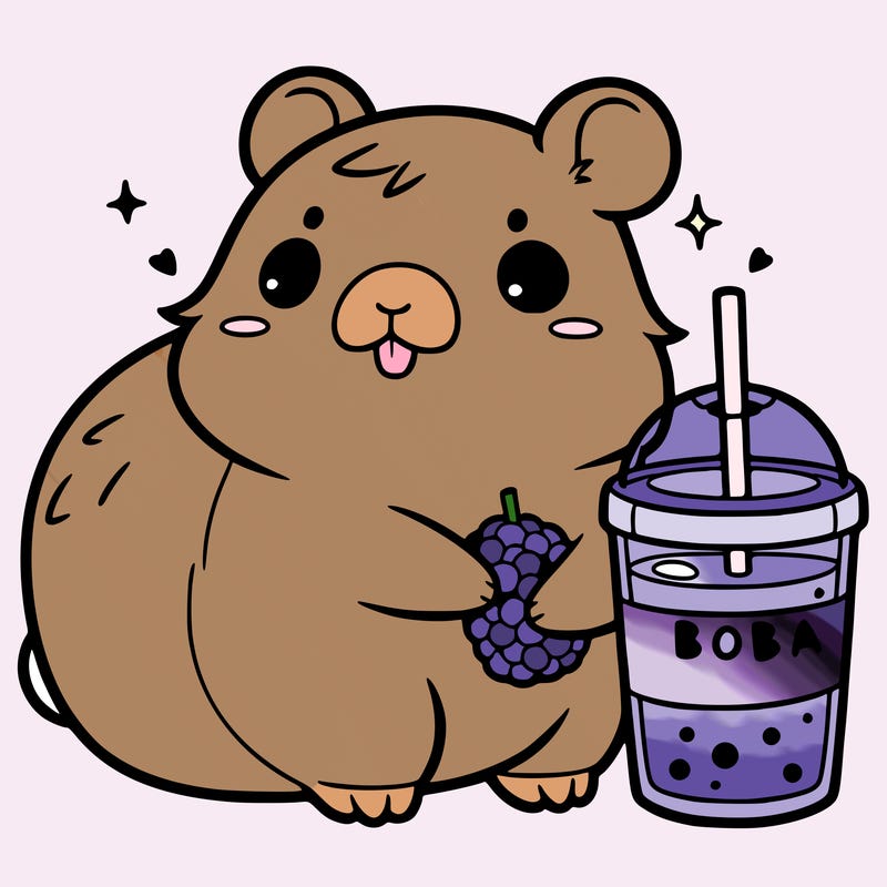 kwaii capybara with boba