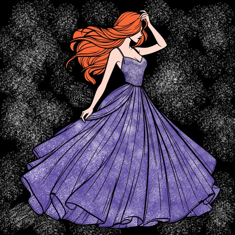 realistic woman with dress flowing in the wind