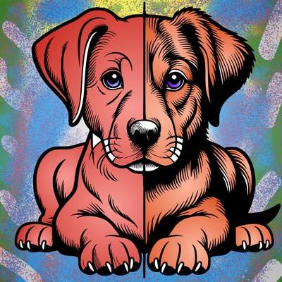 realistic dog split picture