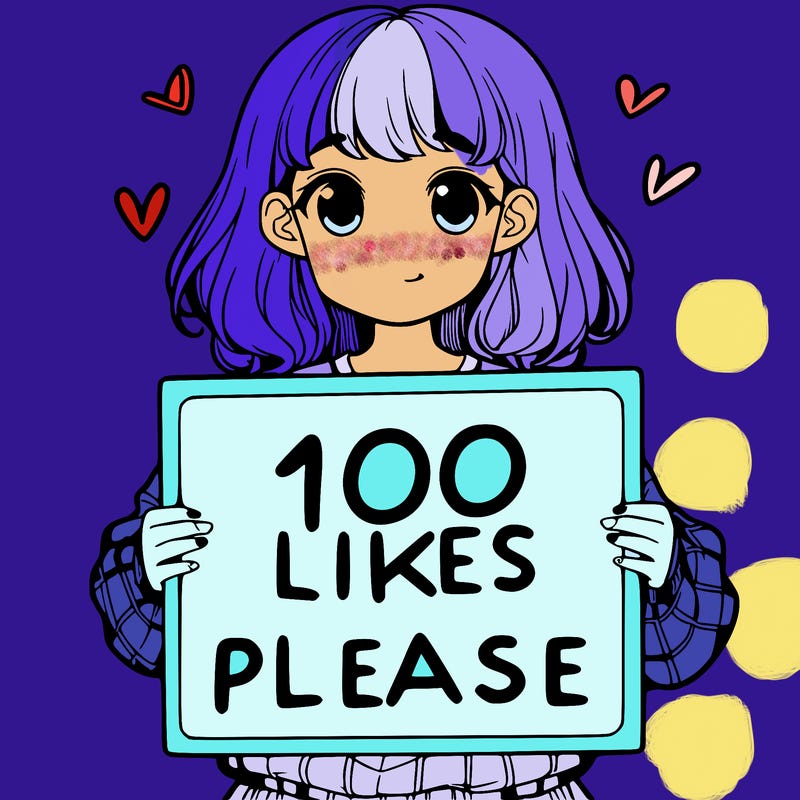 a girl holding a sign saying 100 likes please