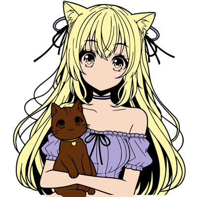 anime girl with cat