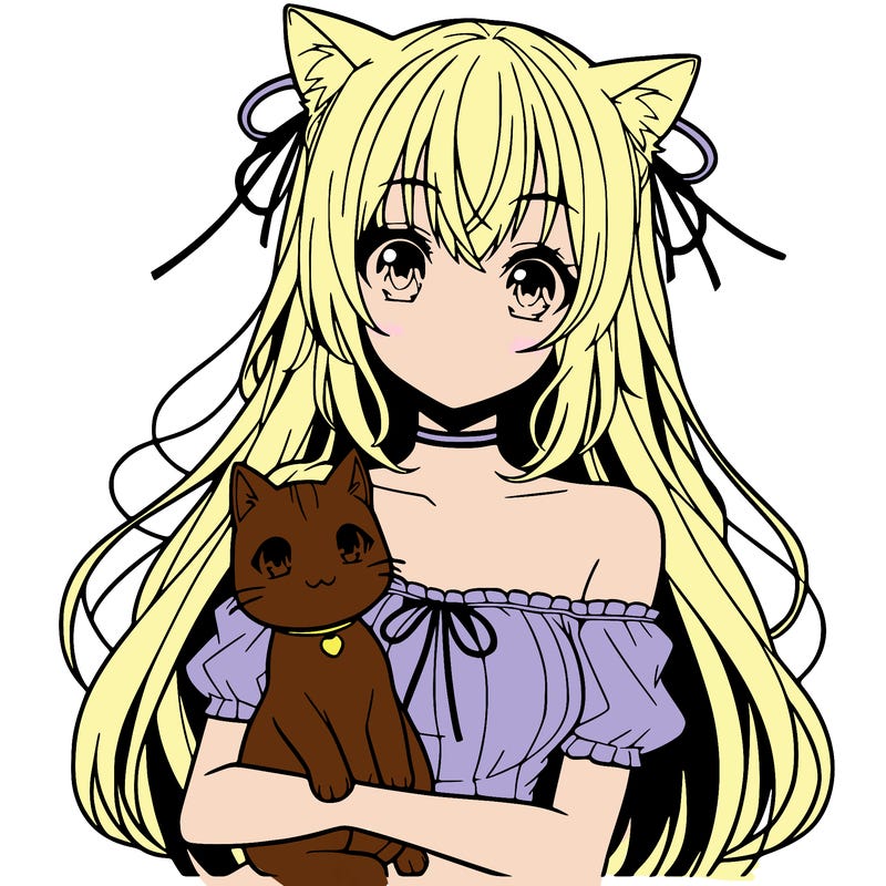 anime girl with cat