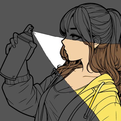a realistic girl spray, painting