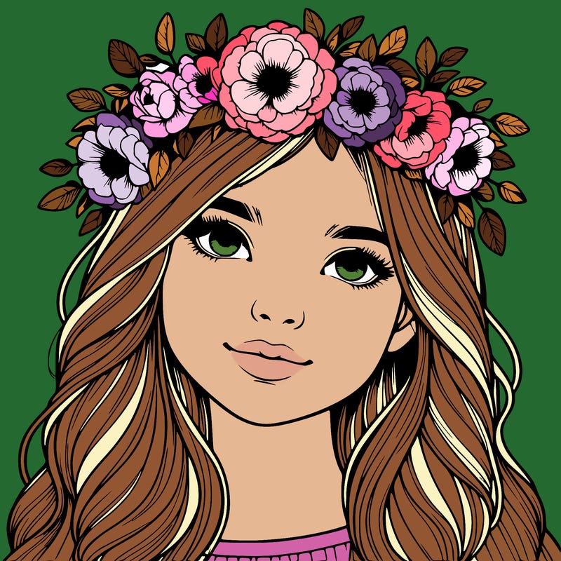 realistic girl with flower crown