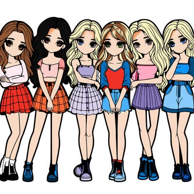 a group of girls realistic