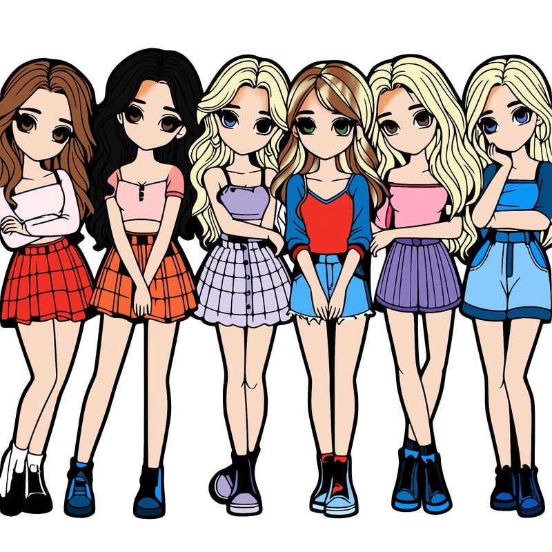 a group of girls realistic
