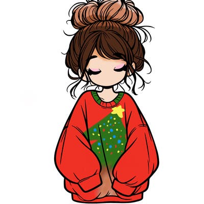 girl with baggy sweatshirt and messy bun