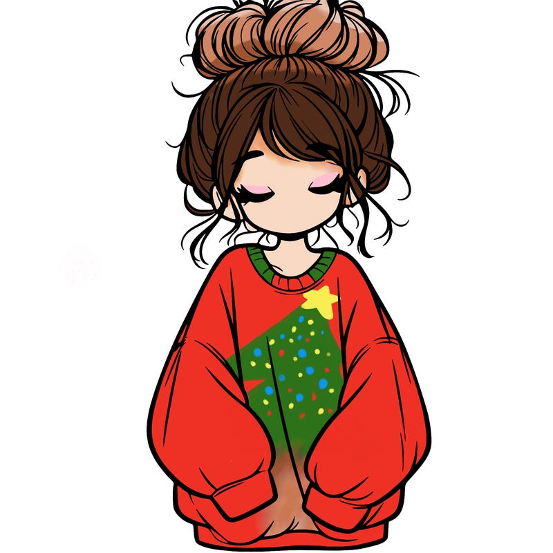 girl with baggy sweatshirt and messy bun