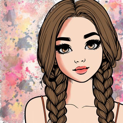 realistic girl with braids