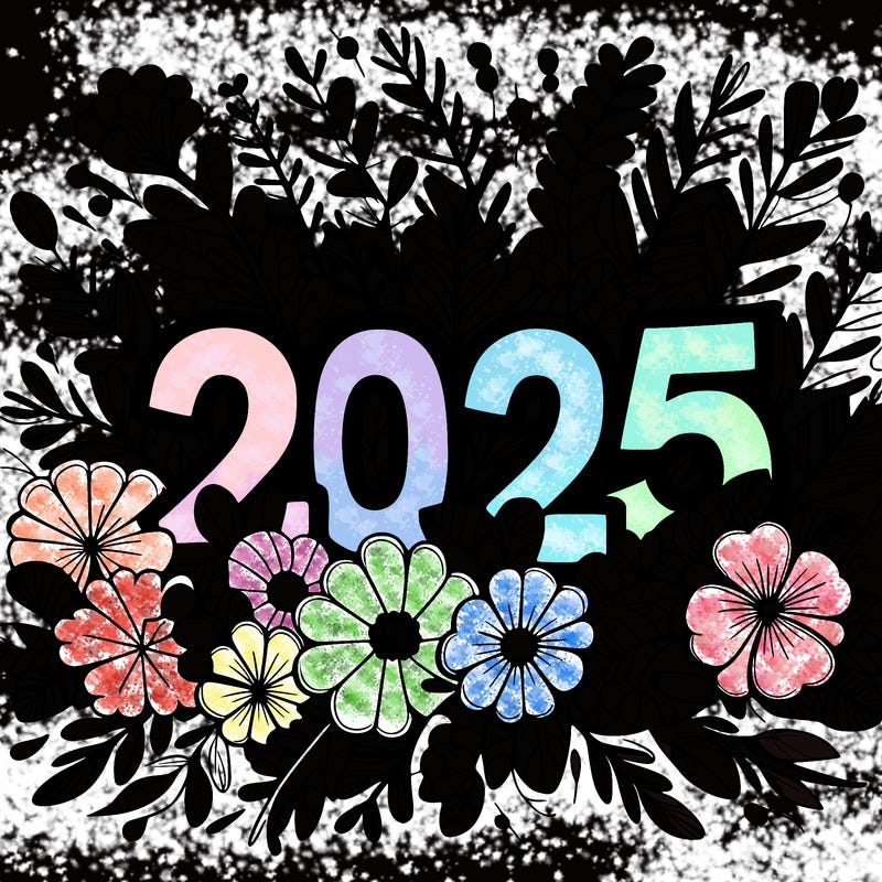 2025 floral big numbers
