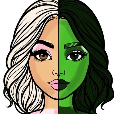 realistic girl split half