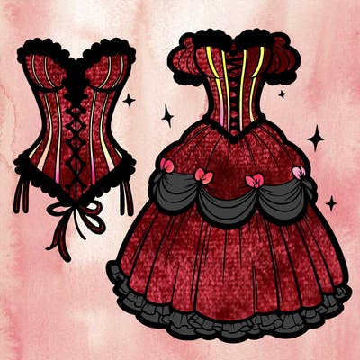 corset and big dress
