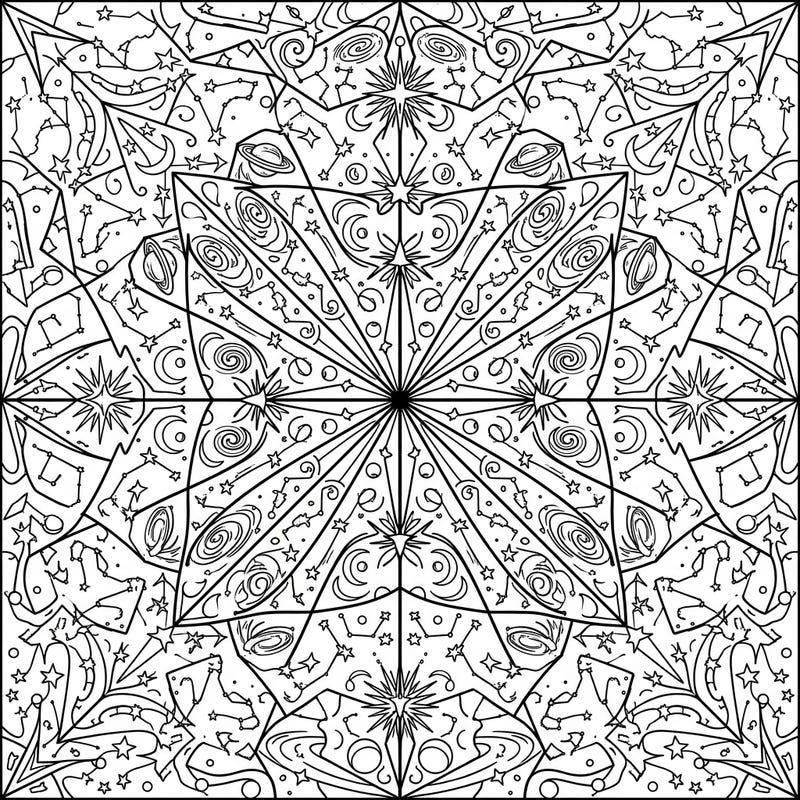 Dive into a universe of wonder with this captivating kaleidoscope stars coloring page, perfect for young artists. Kids can explore planets, stars, and galaxies while sparking their imagination and creativity.