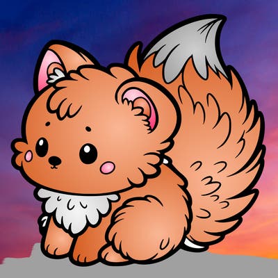 fluffy baby fox