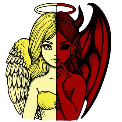 realistic angel half demon