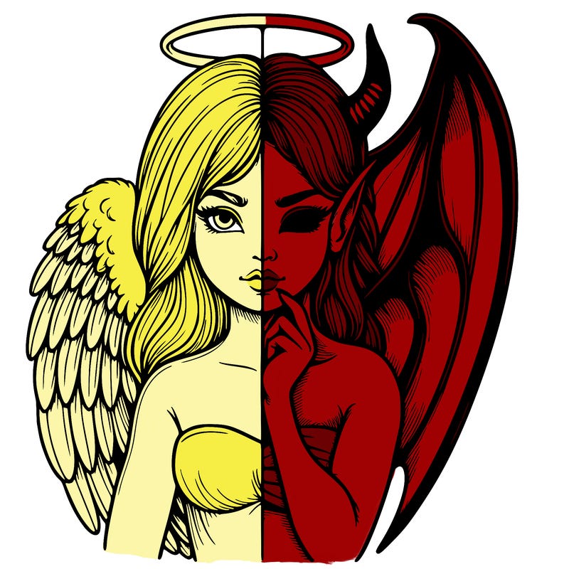 realistic angel half demon