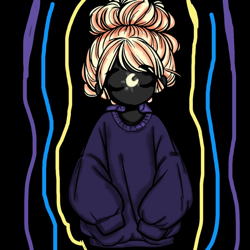 girl with baggy sweatshirt and messy bun